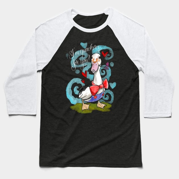 Quackers for you white text Baseball T-Shirt by Jurassic Ink